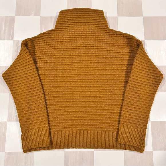 madewell belmont mustard yellow coziest yarn wool blend mockneck sweater - Picture 5 of 7